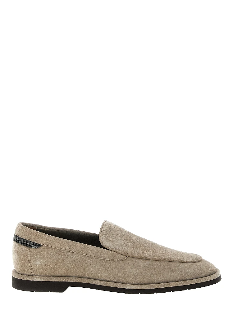 Beige Calfskin Slip-On Loafers