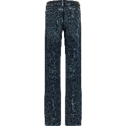 Blue Cotton Straight-Leg Jeans