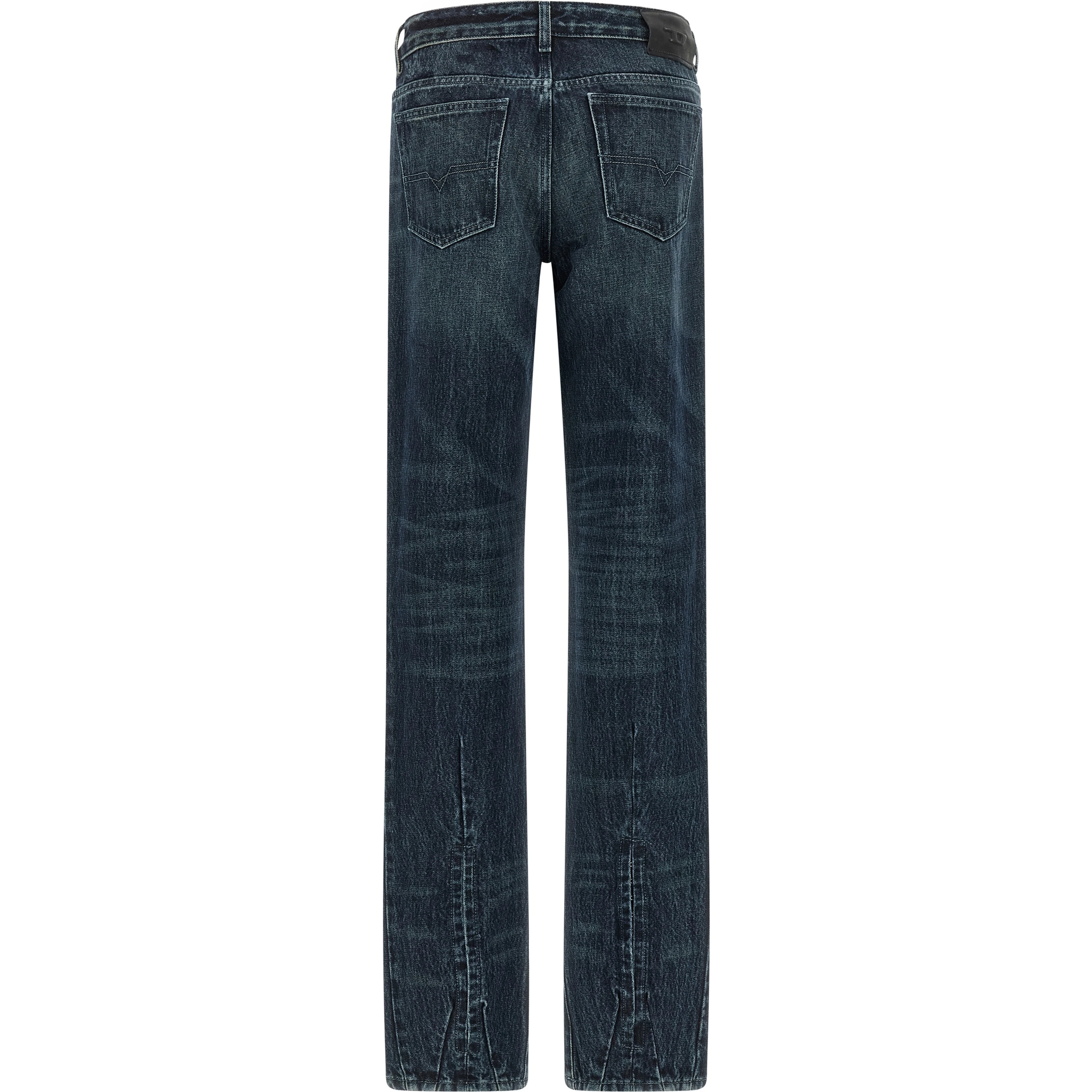 Blue Cotton Straight-Leg Jeans