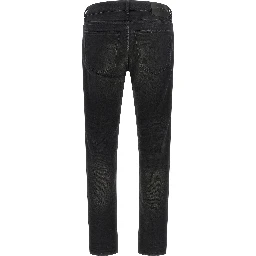Black Cotton Tapered Jeans