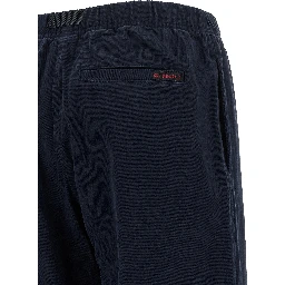 Blue Cotton Casual Pants