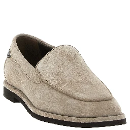 Beige Calfskin Slip-On Loafers