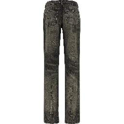 Black Cotton Straight-Leg Jeans