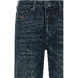 Blue Cotton Straight-Leg Jeans