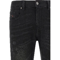 Black Cotton Tapered Jeans