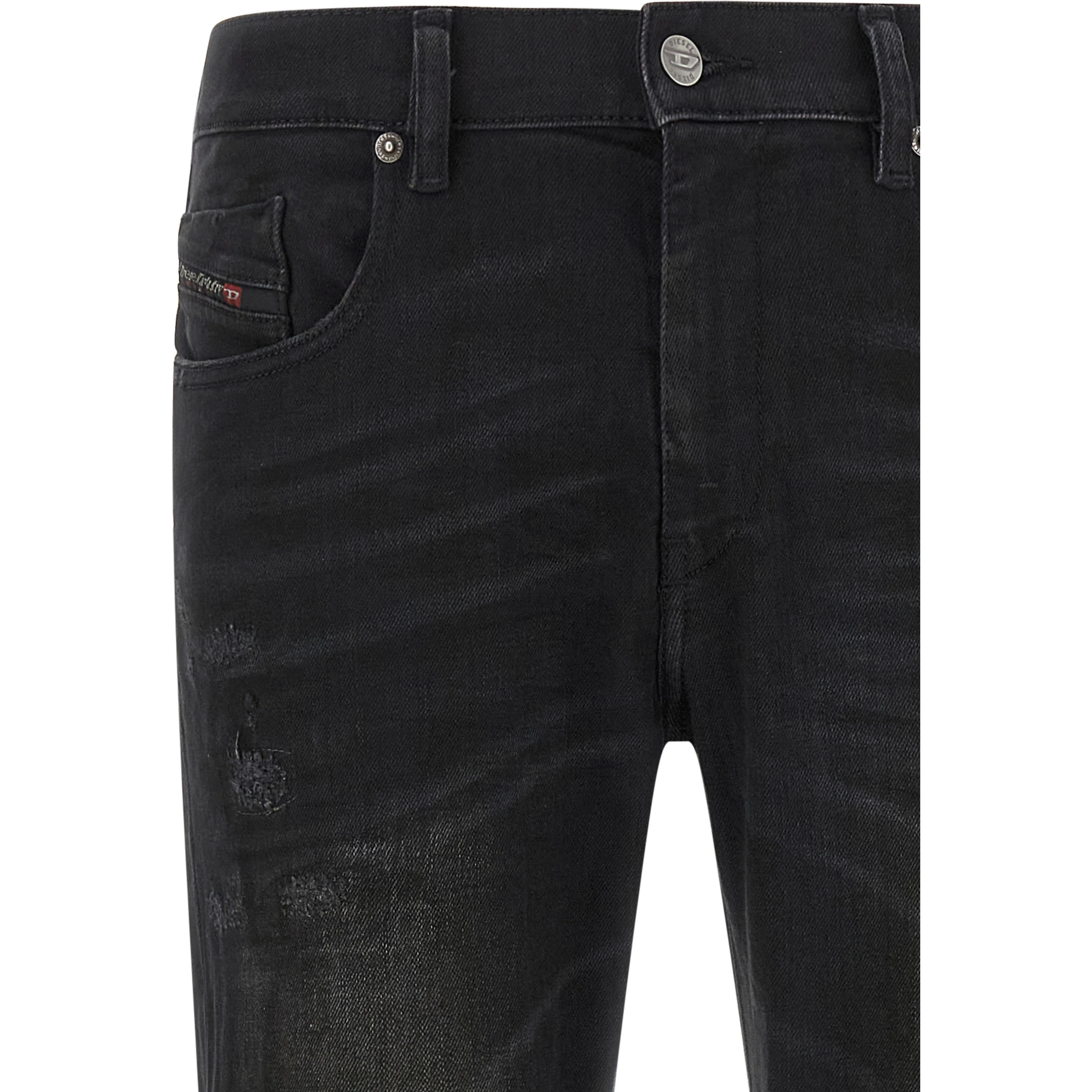 Black Cotton Tapered Jeans