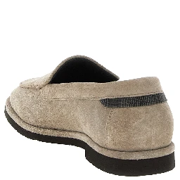 Beige Calfskin Slip-On Loafers