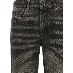 Black Cotton Straight-Leg Jeans
