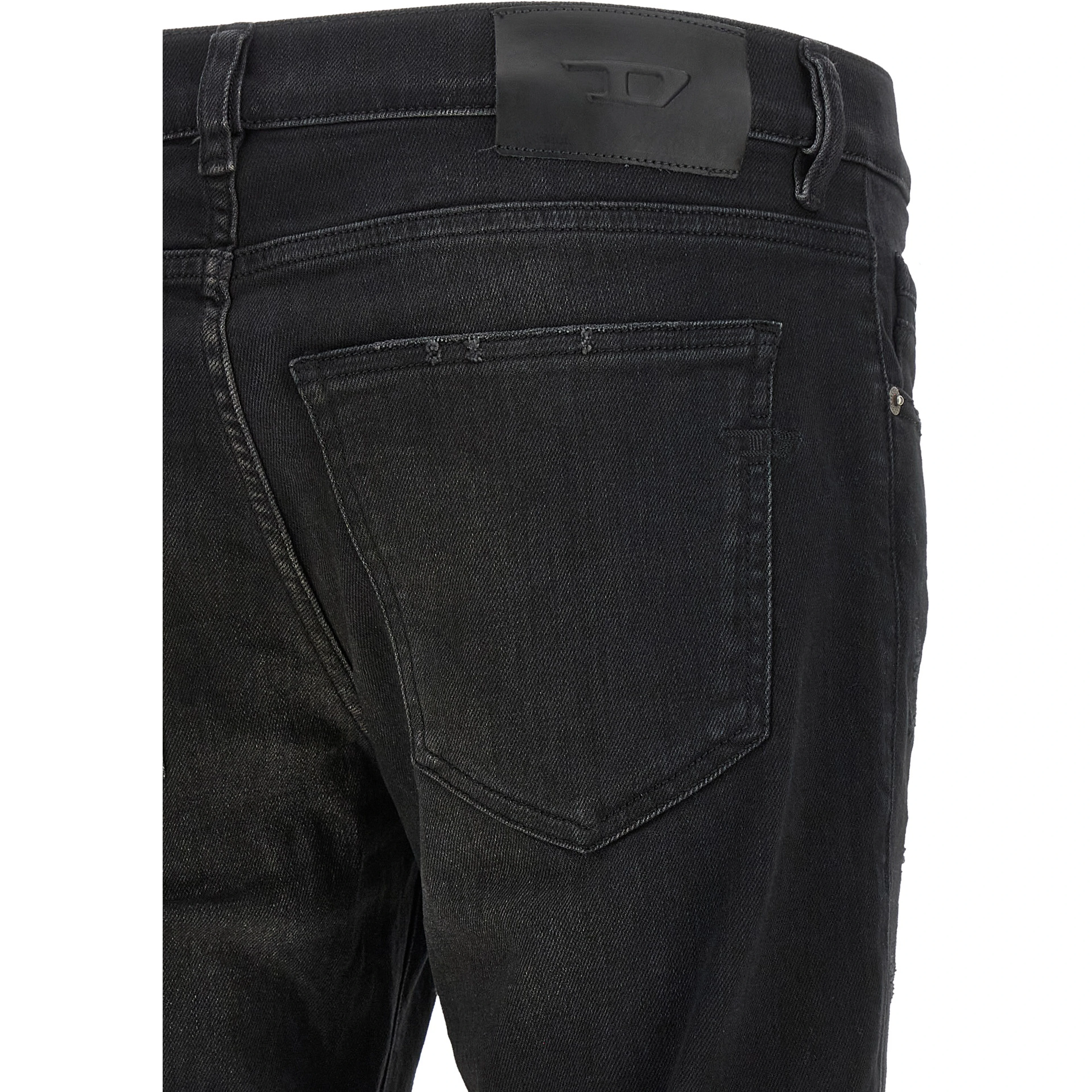 Black Cotton Tapered Jeans