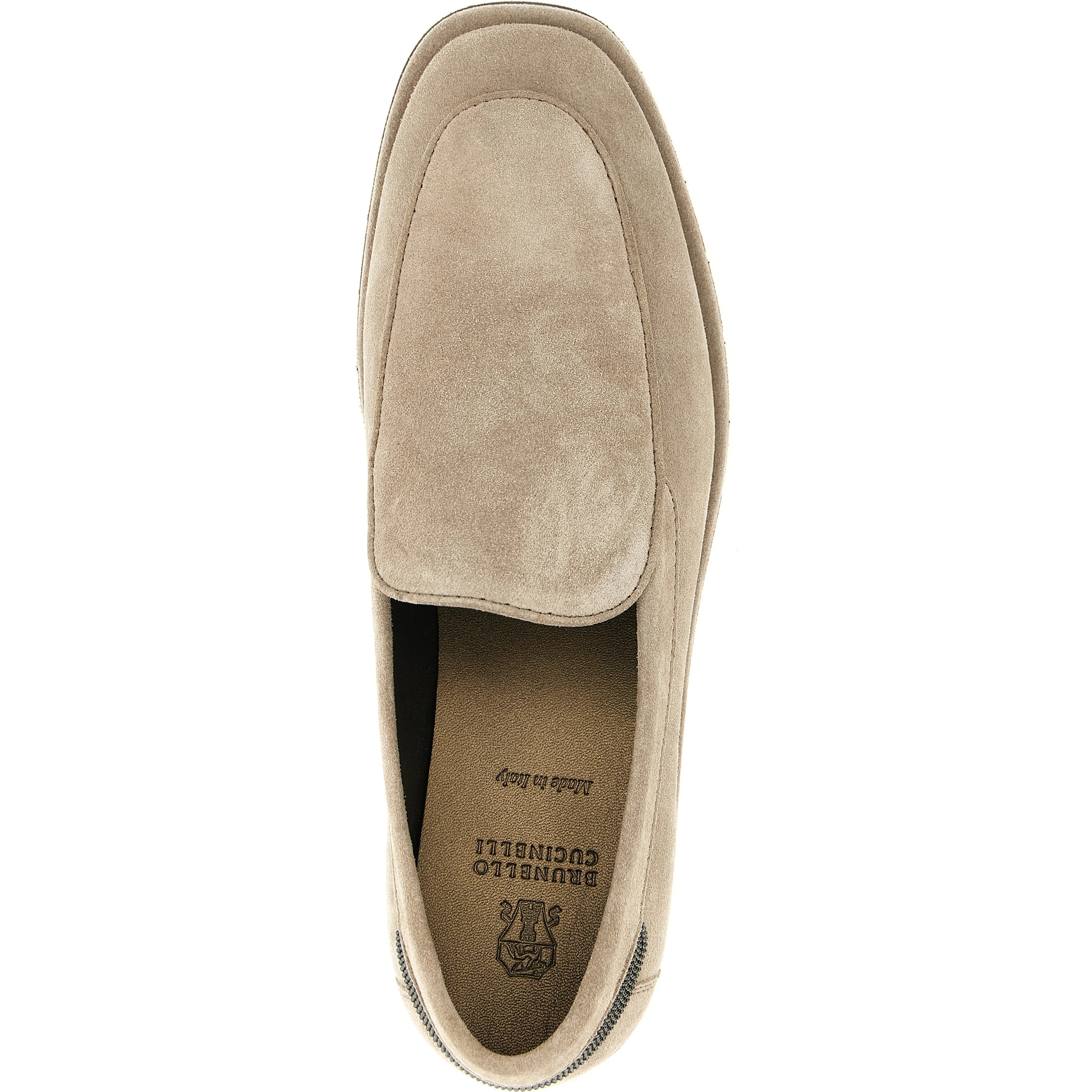 Beige Calfskin Slip-On Loafers