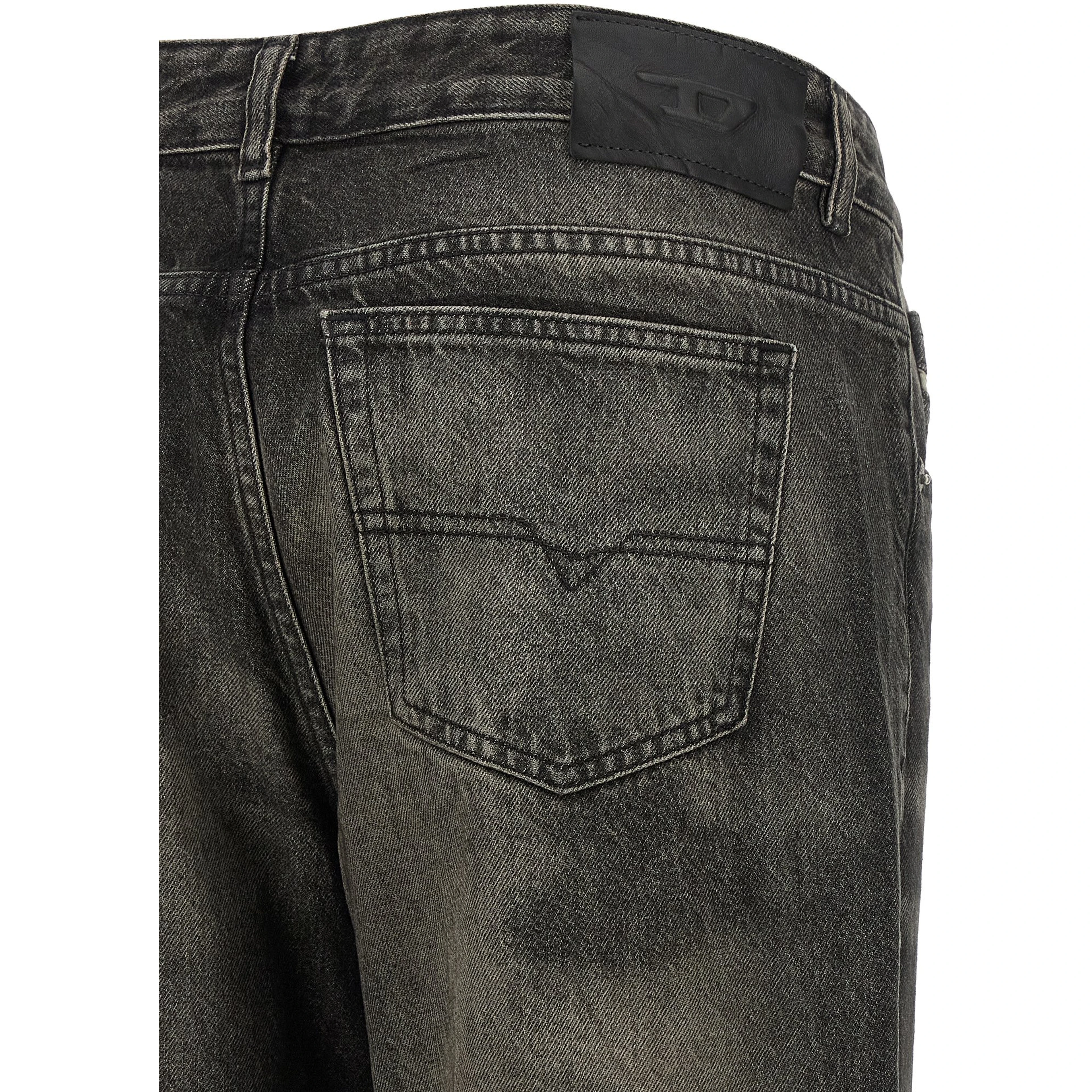Black Cotton Straight-Leg Jeans