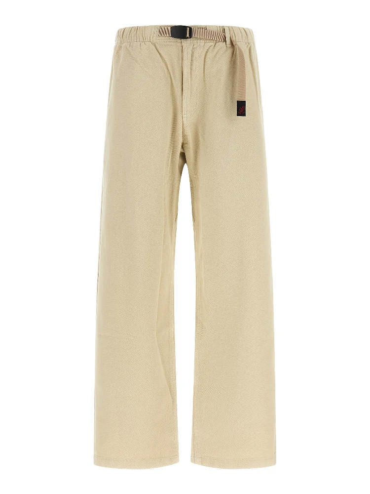 Beige Cotton Casual Pants