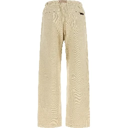 Beige Cotton Casual Pants