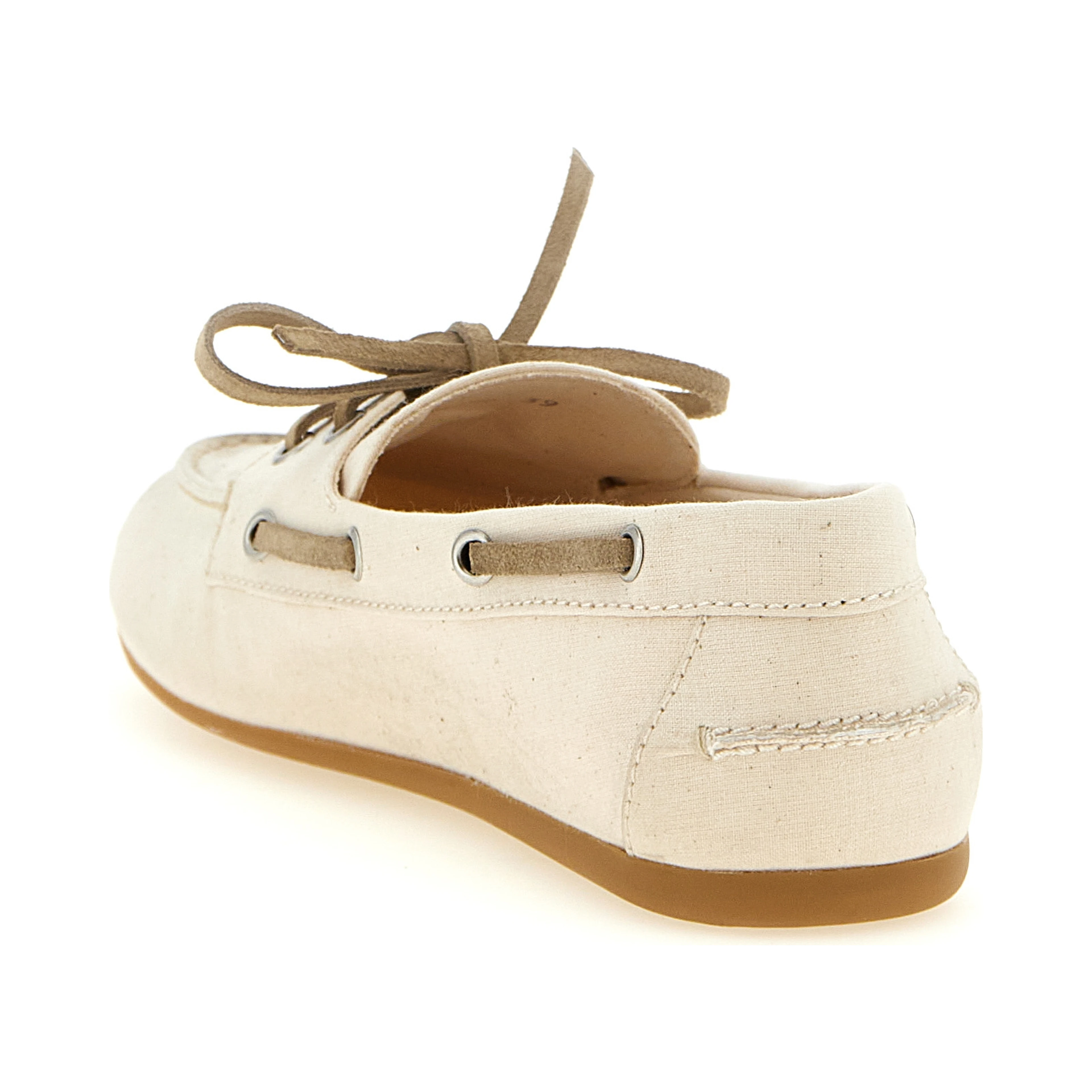 Beige Cotton Slip-On Loafers