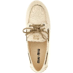 Beige Cotton Slip-On Loafers