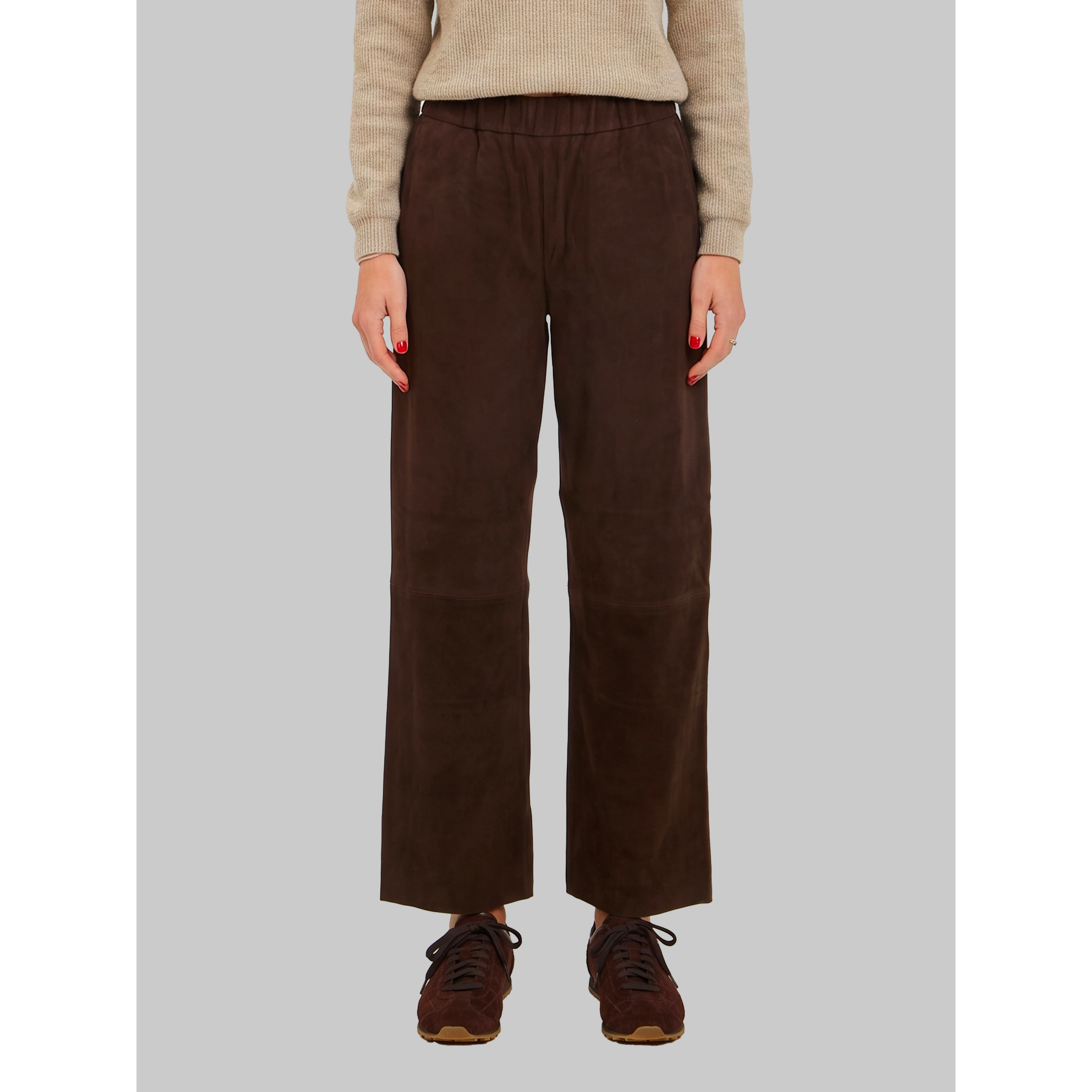 Sara pants in brown suede