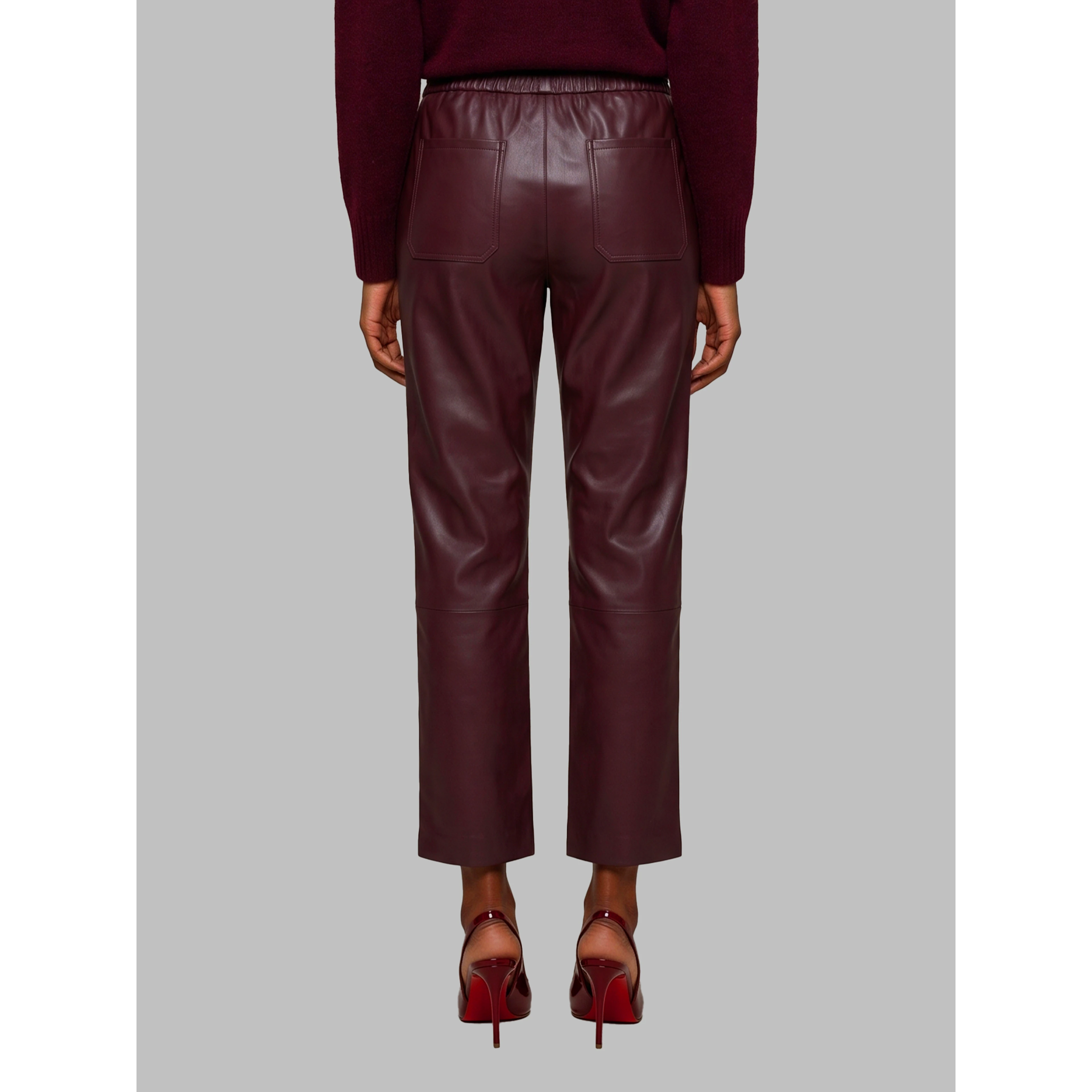Sarah wine leather pants