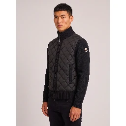 Black padded tricot cardigan