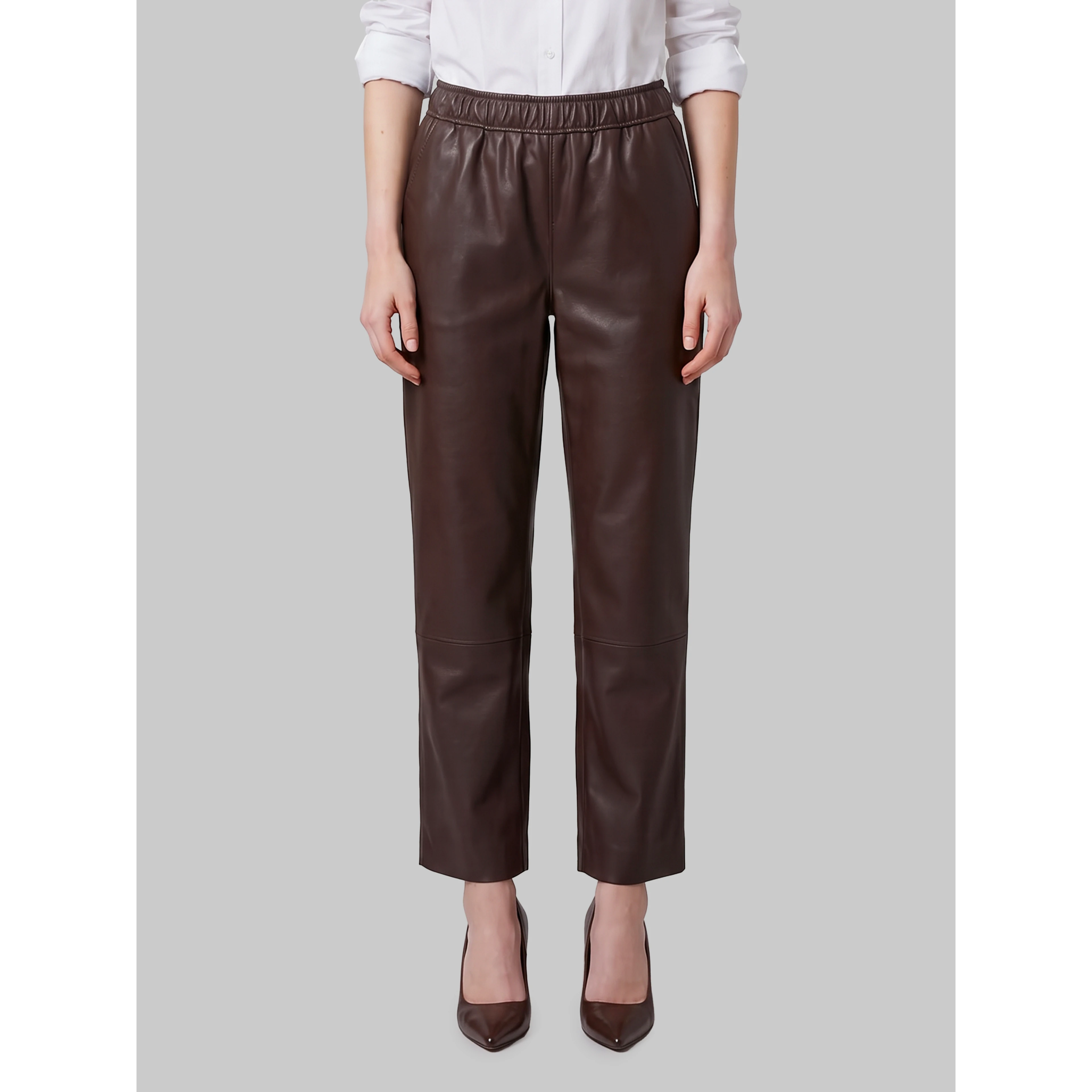 Sarah brown leather pants