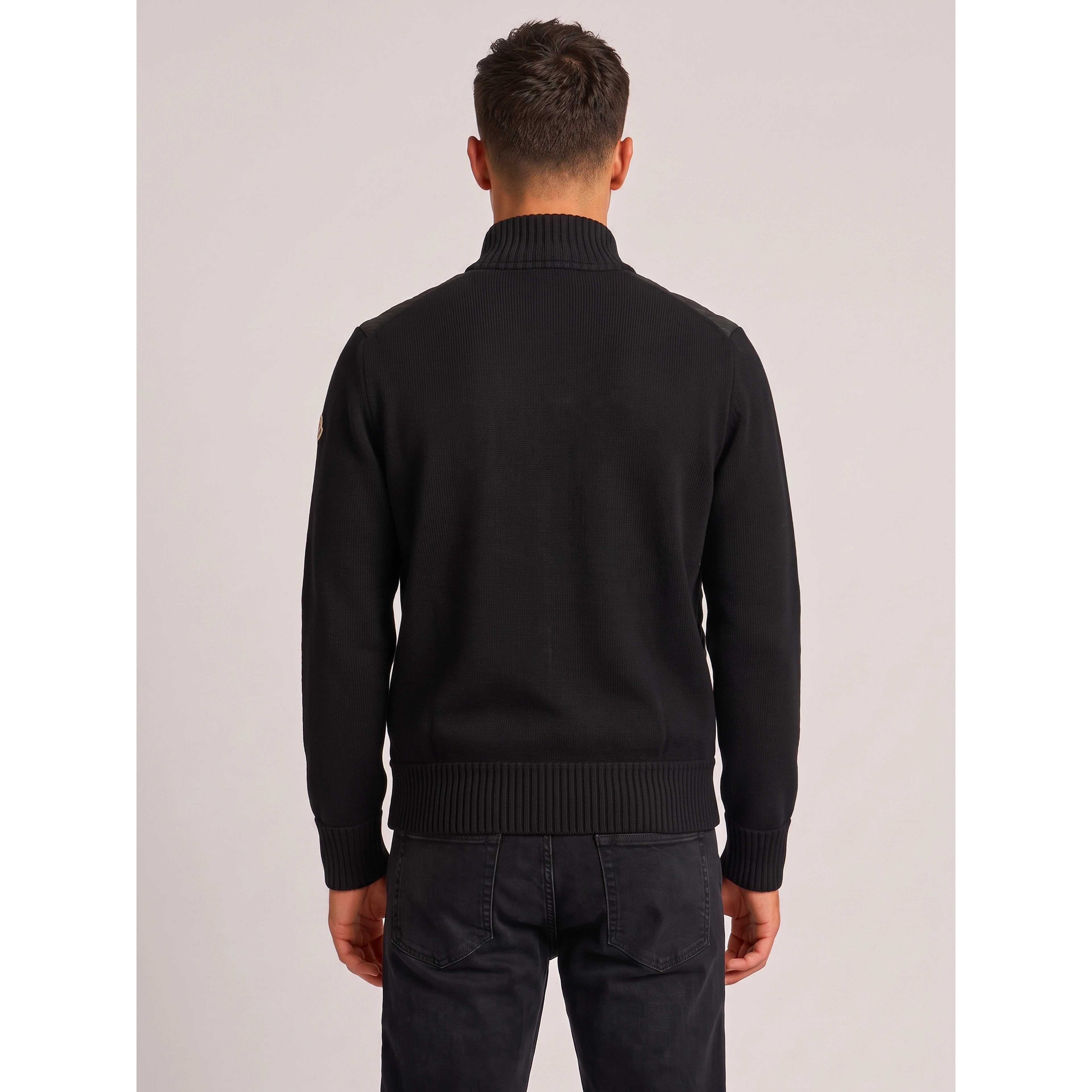 Black padded tricot cardigan