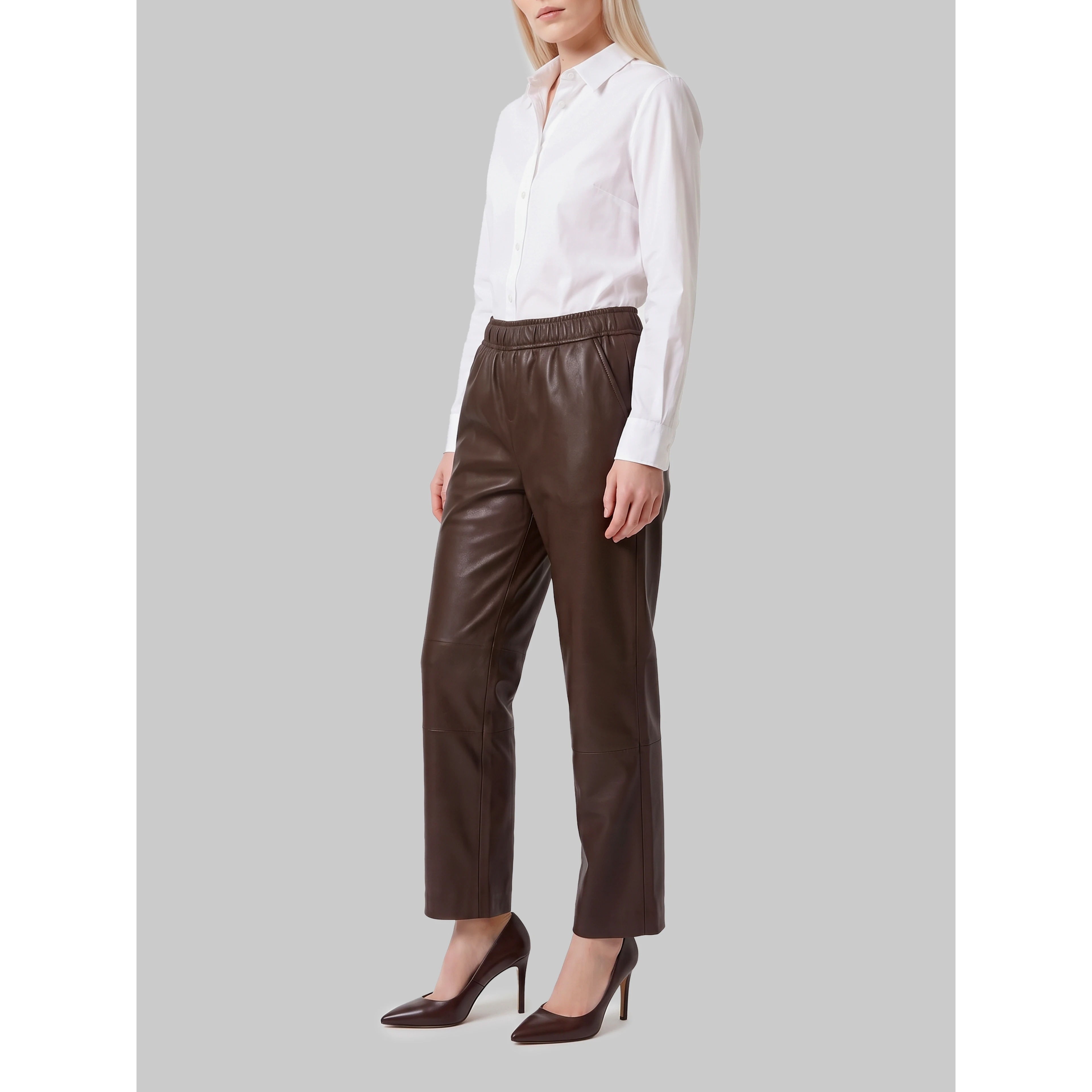 Sarah brown leather pants