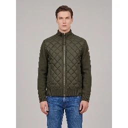 Green padded tricot cardigan
