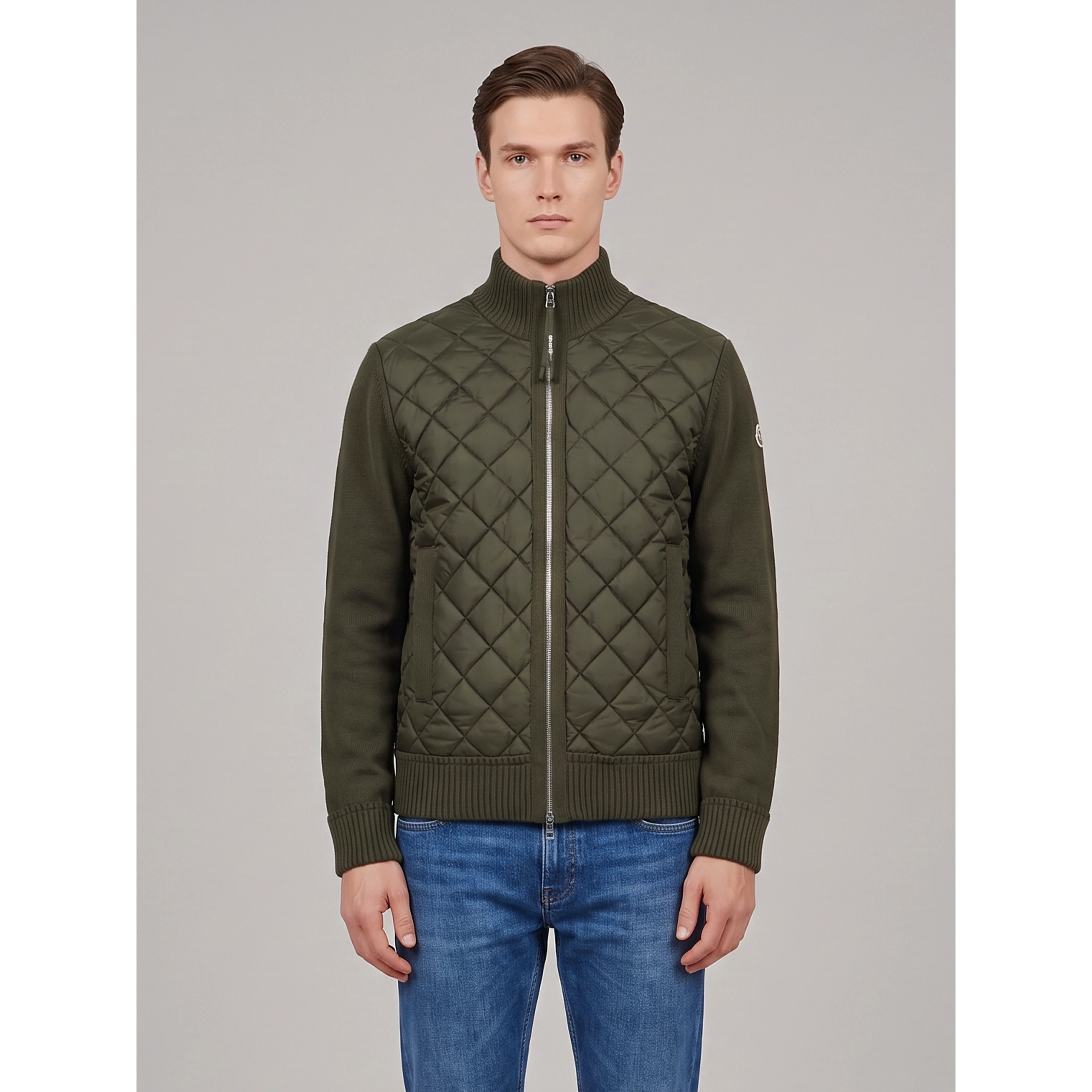 Green padded tricot cardigan