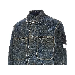 Laser Pigment Indigo Denim overshirt