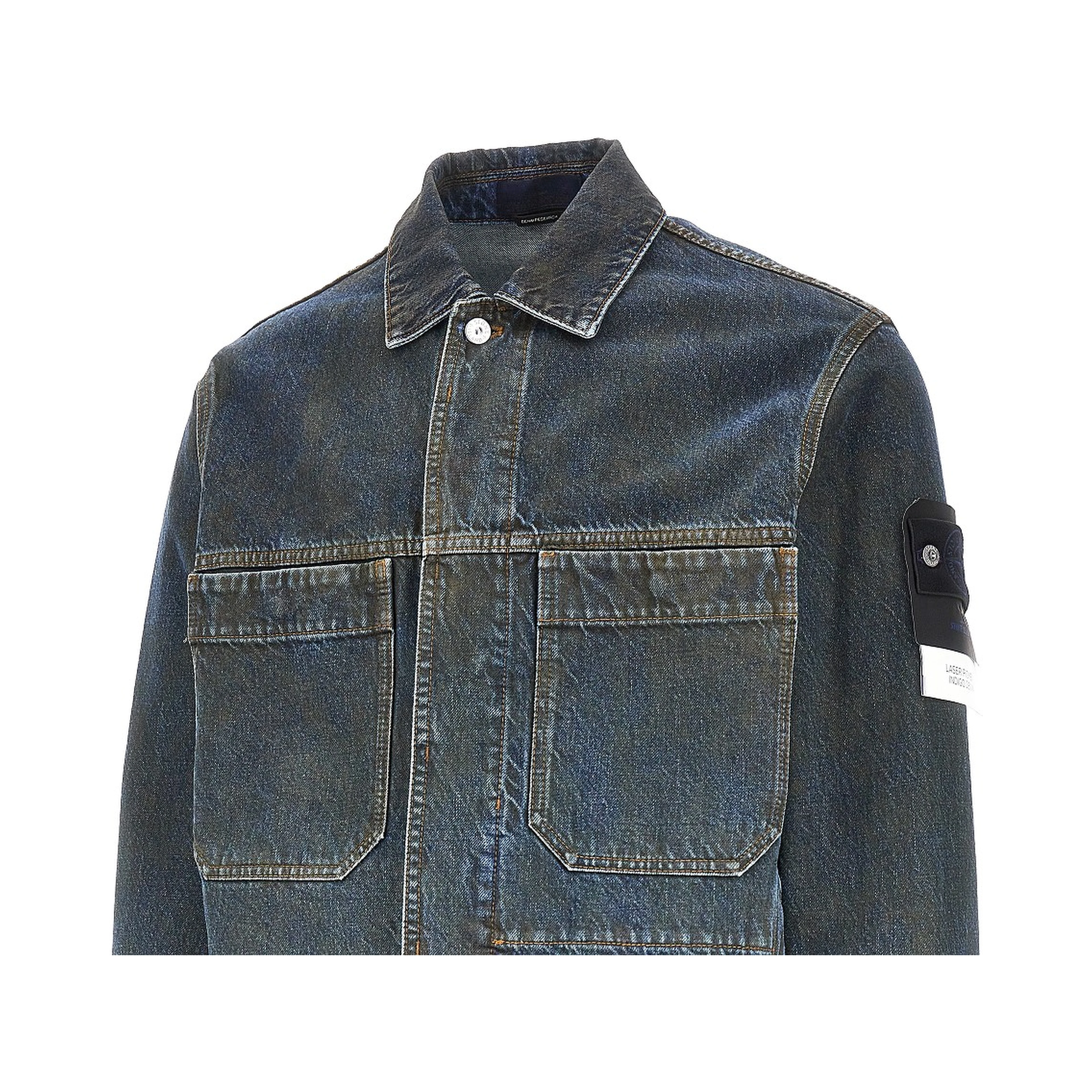 Laser Pigment Indigo Denim overshirt