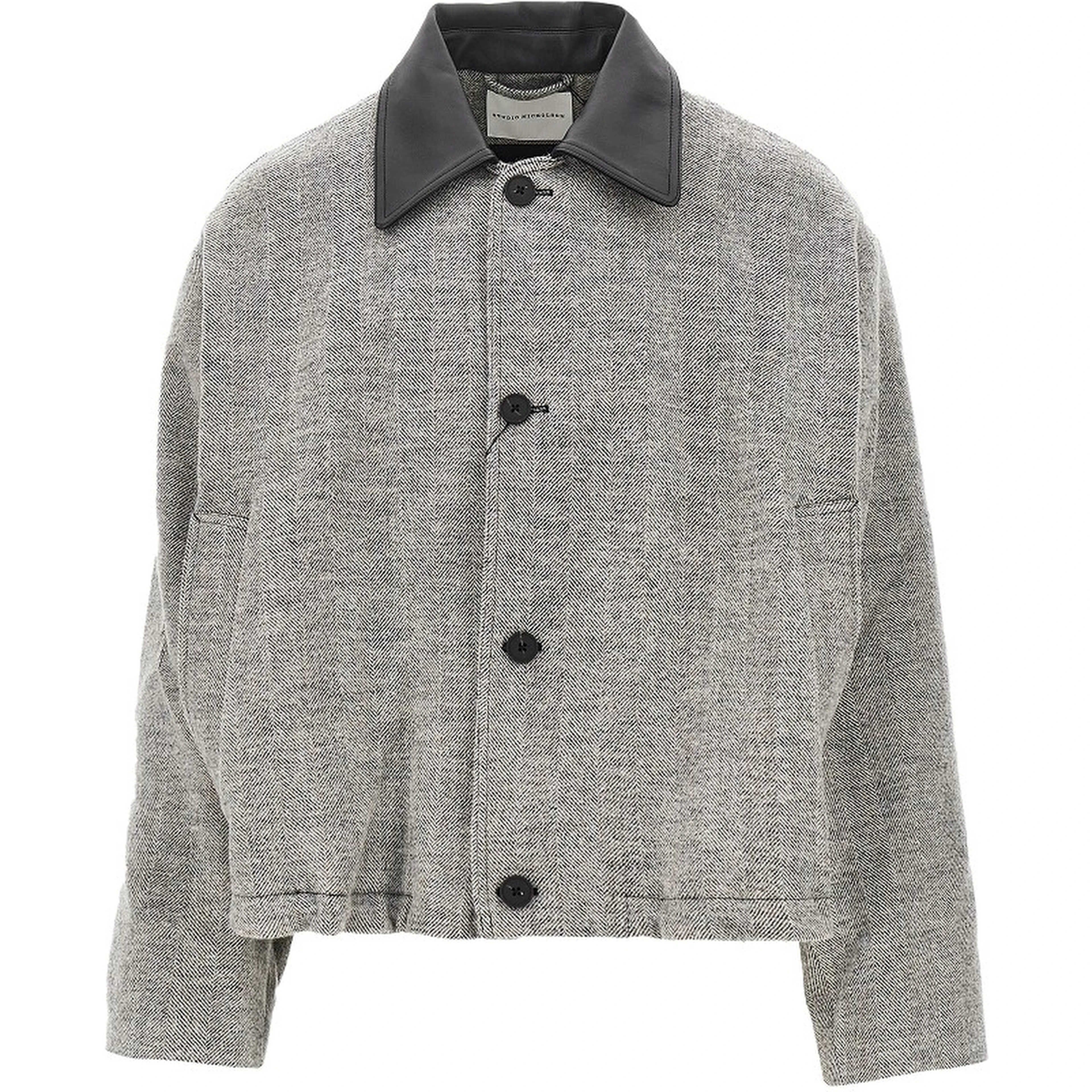 'Howth' wool jacket with leather collar