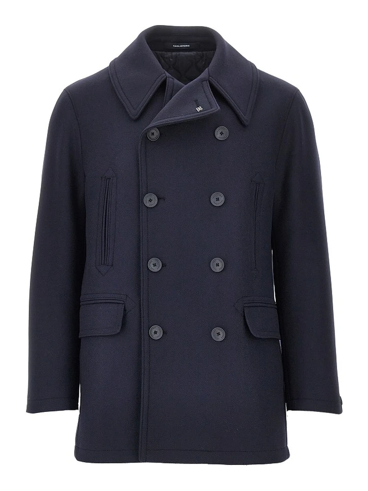 Double wool double-breasted coat