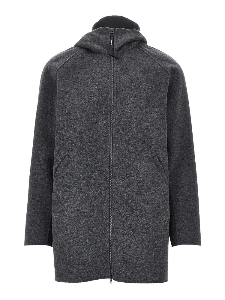 Double wool coat with zip closure