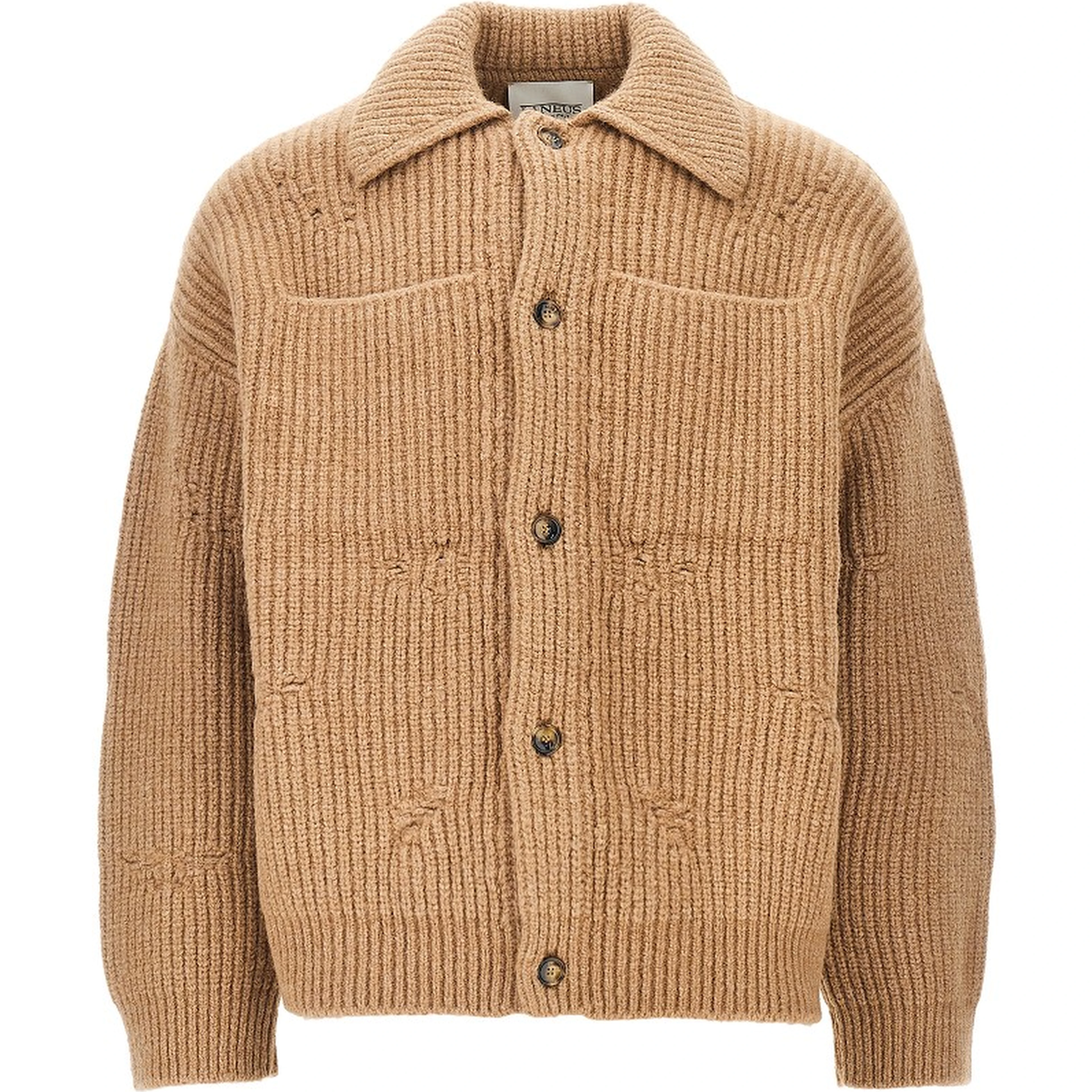 Distressed effect knitted jacket