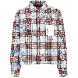 Embroidered check flannel shirt