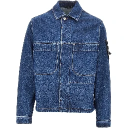 Indigo Denim Medium Grainy Wash overshirt