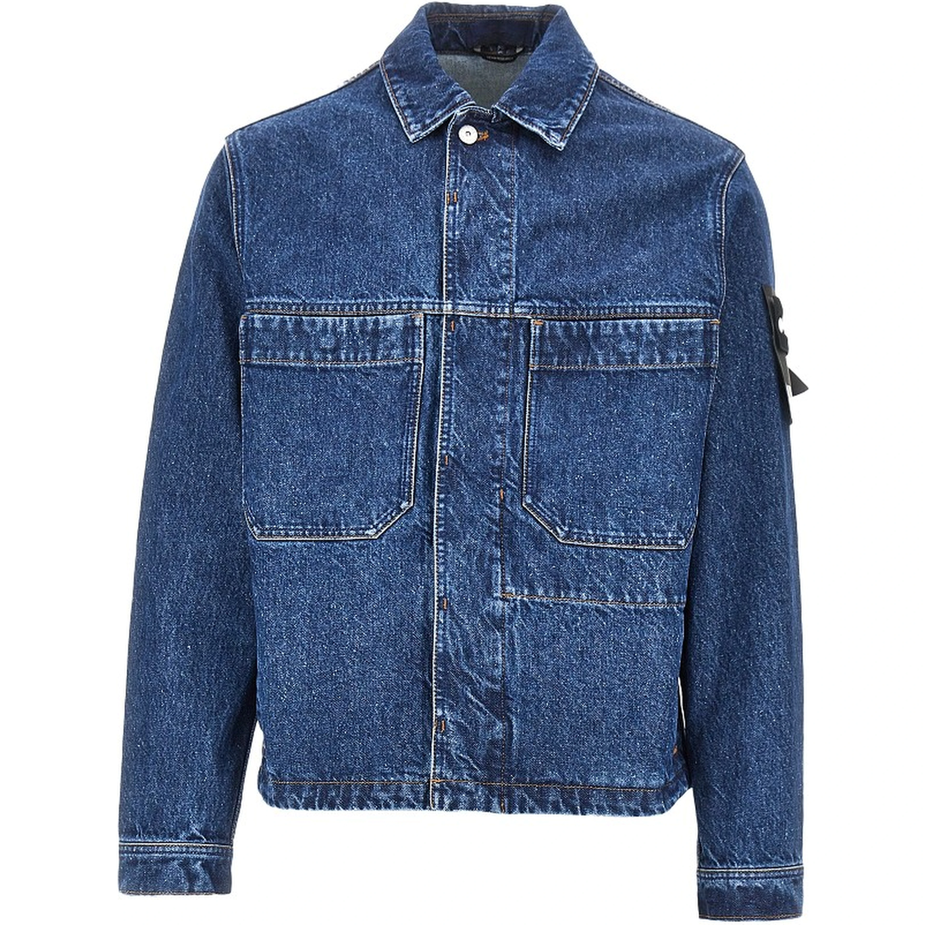 Indigo Denim Medium Grainy Wash overshirt