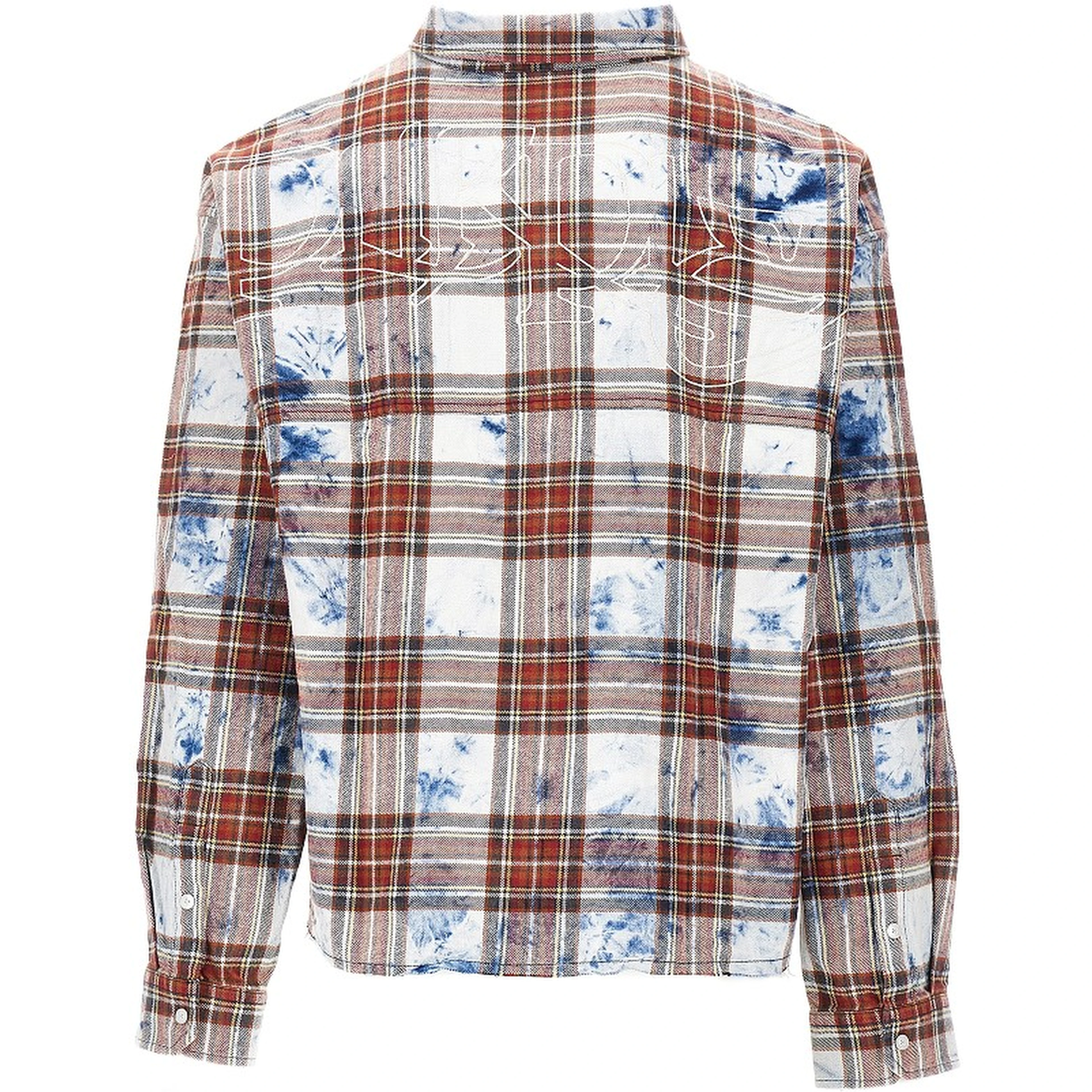 Embroidered check flannel shirt