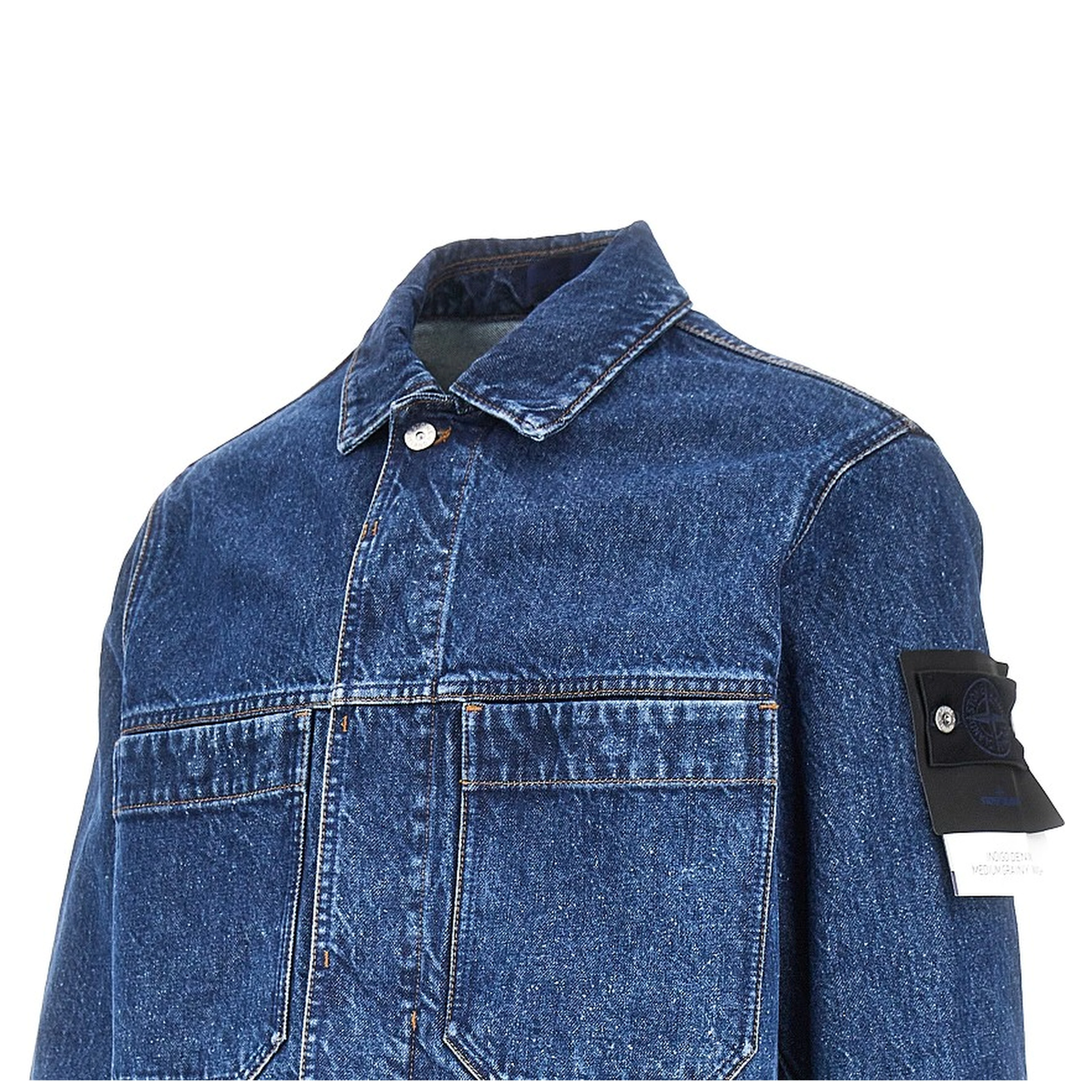 Indigo Denim Medium Grainy Wash overshirt