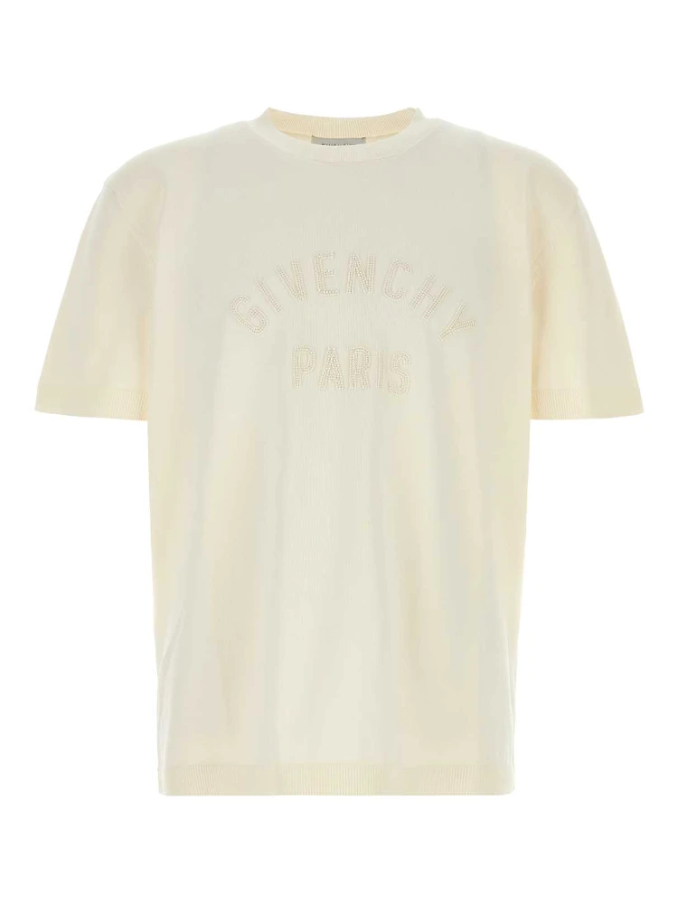 EMBELLISHED KNIT SHORT SLEEVES T-SHIRT