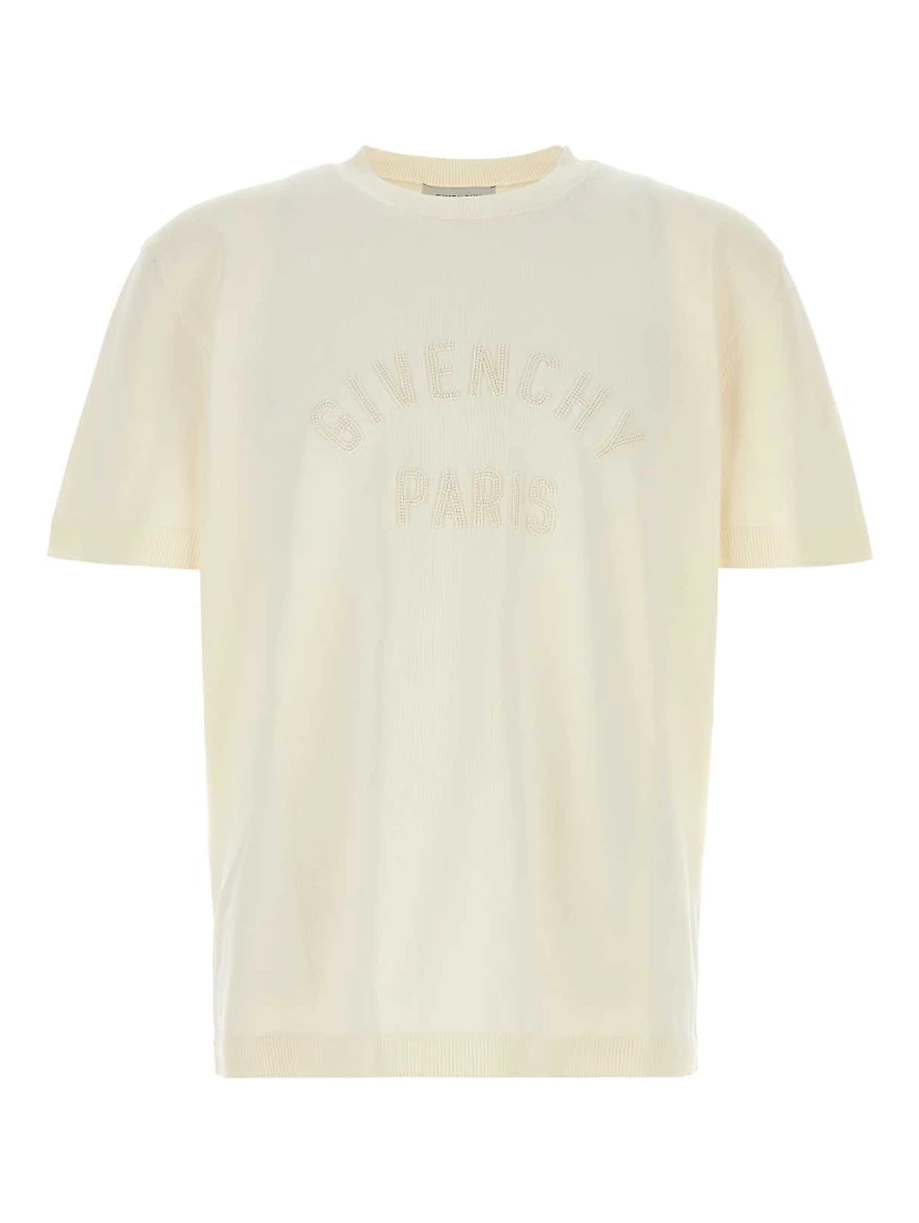 EMBELLISHED KNIT SHORT SLEEVES T-SHIRT