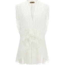 White Polyester Sleeveles T-Shirt