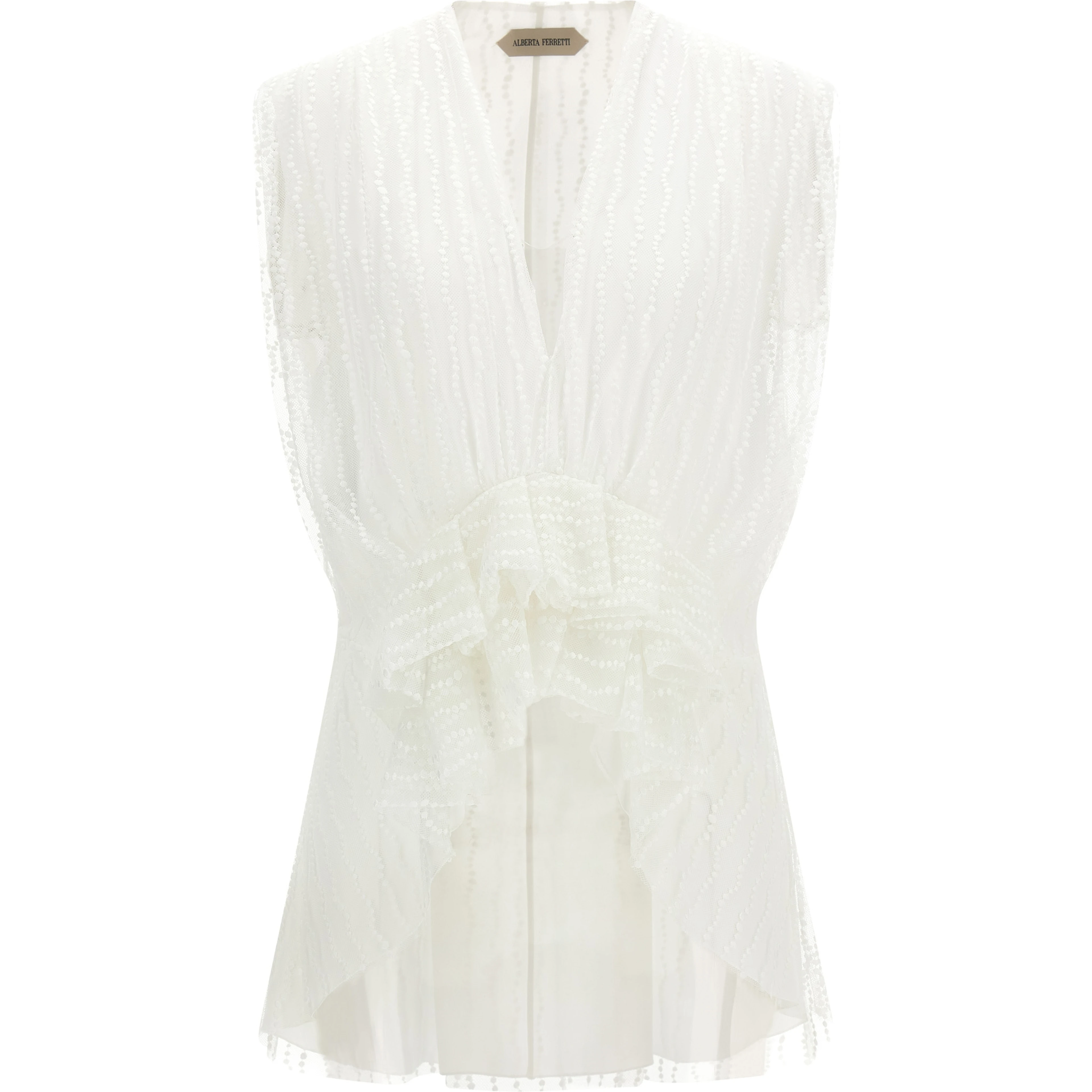White Polyester Sleeveles T-Shirt