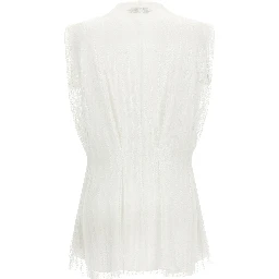 White Polyester Sleeveles T-Shirt