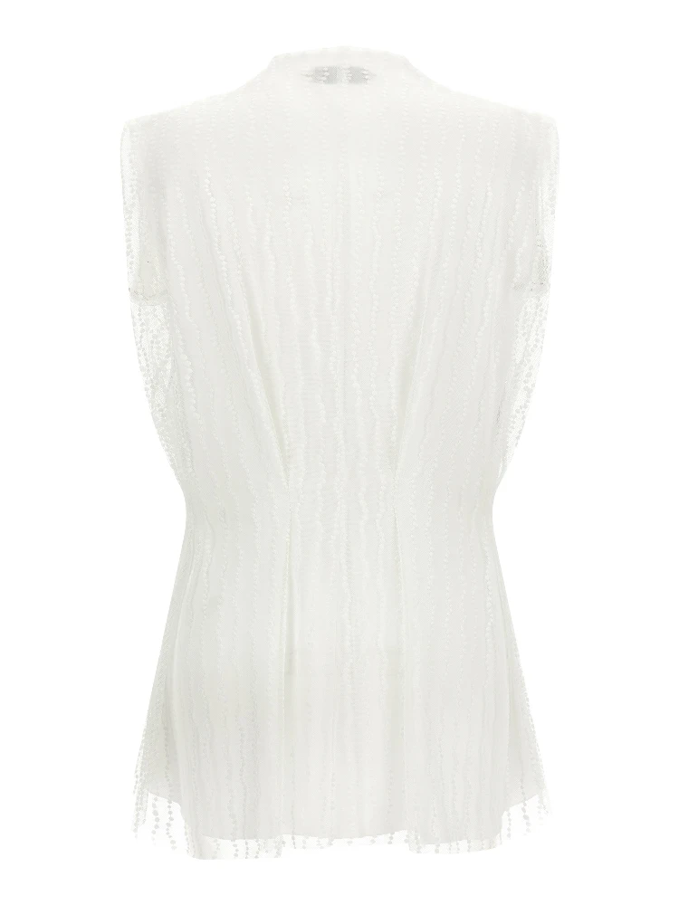 White Polyester Sleeveles T-Shirt alternative