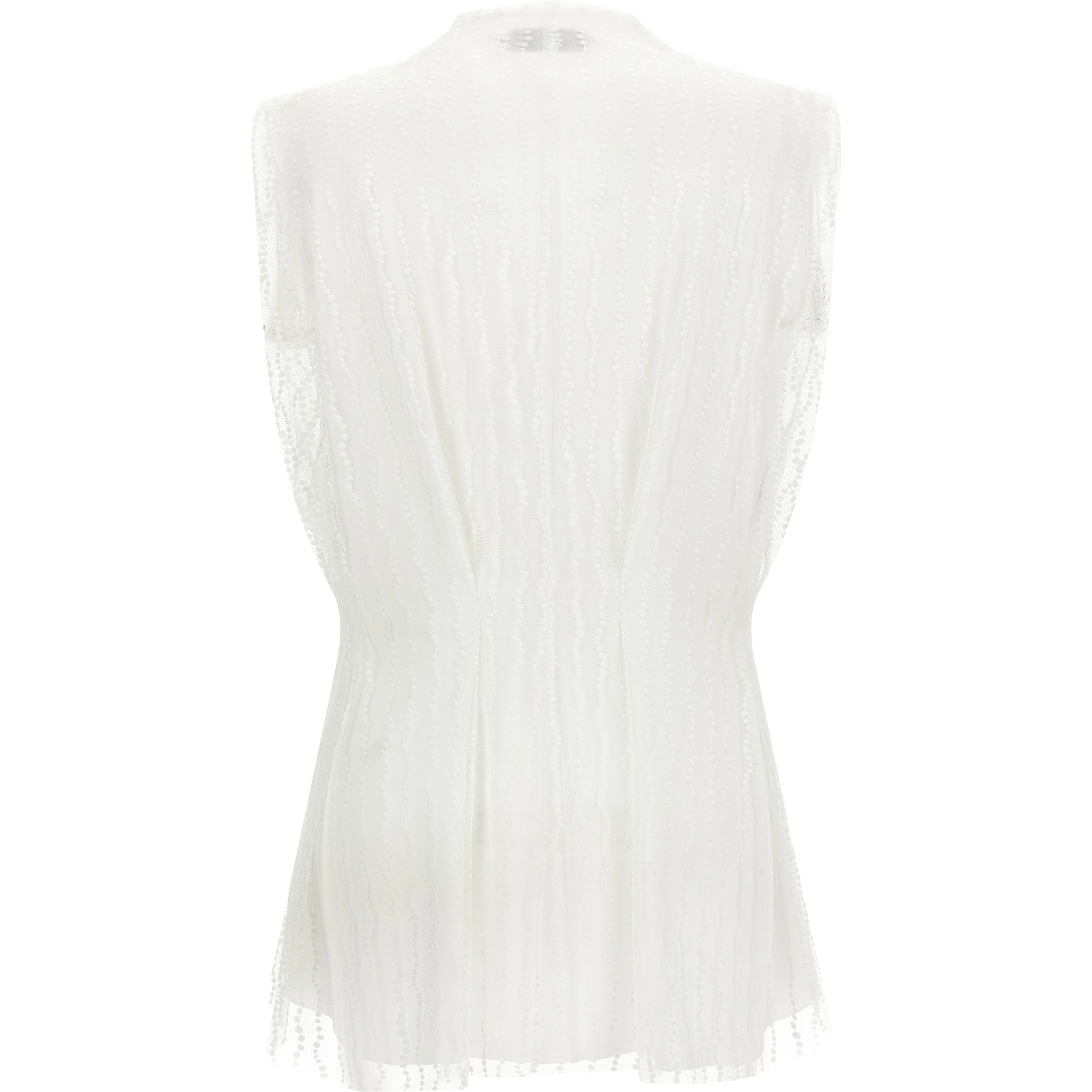 White Polyester Sleeveles T-Shirt