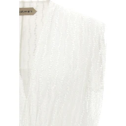 White Polyester Sleeveles T-Shirt