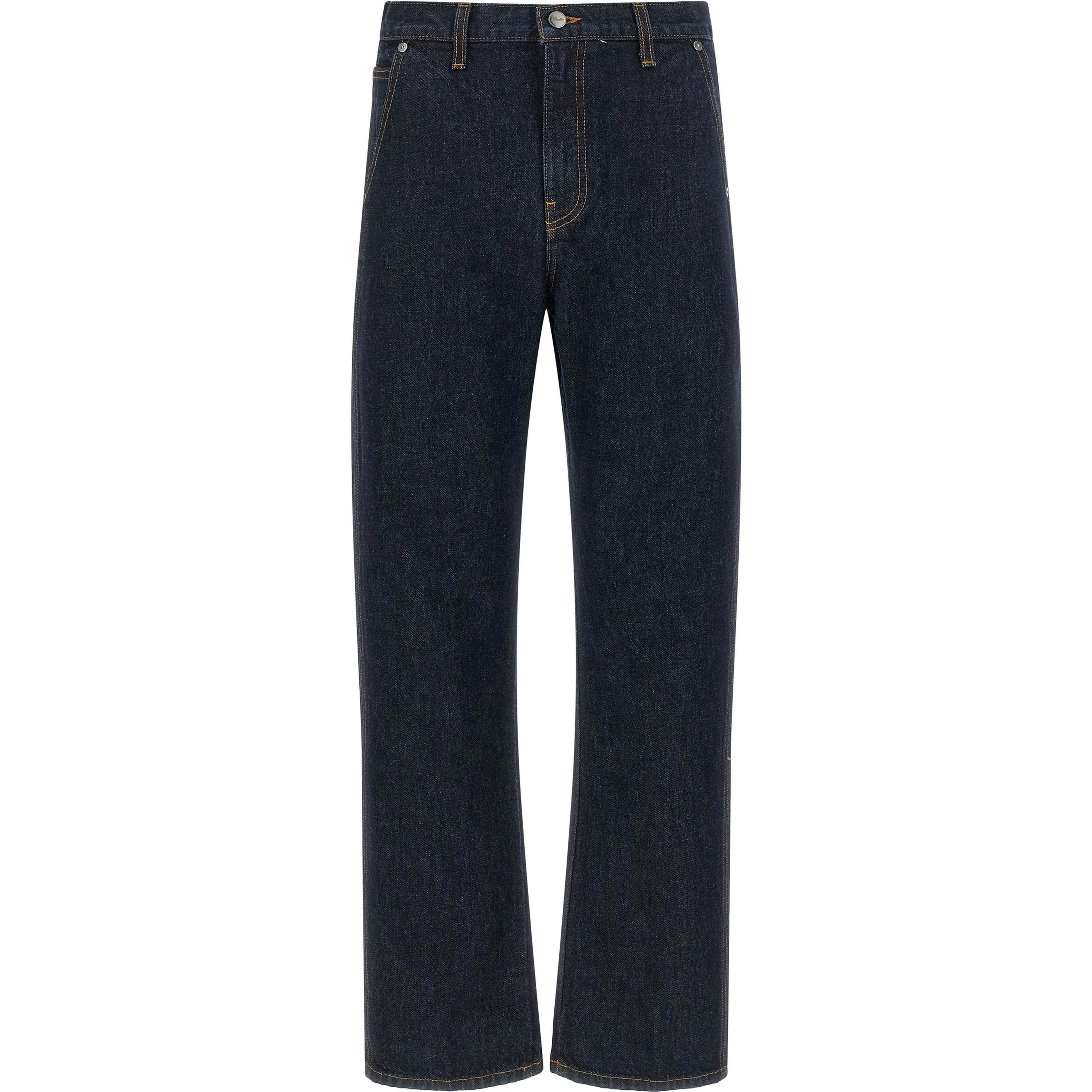 Blue Cotton Straight-Leg Jeans