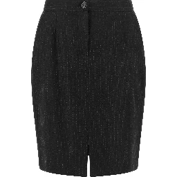 Black Virgin Wool Midi Skirt