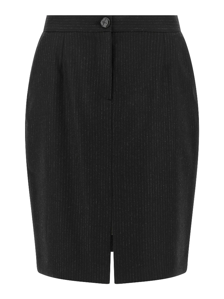 Black Virgin Wool Midi Skirt