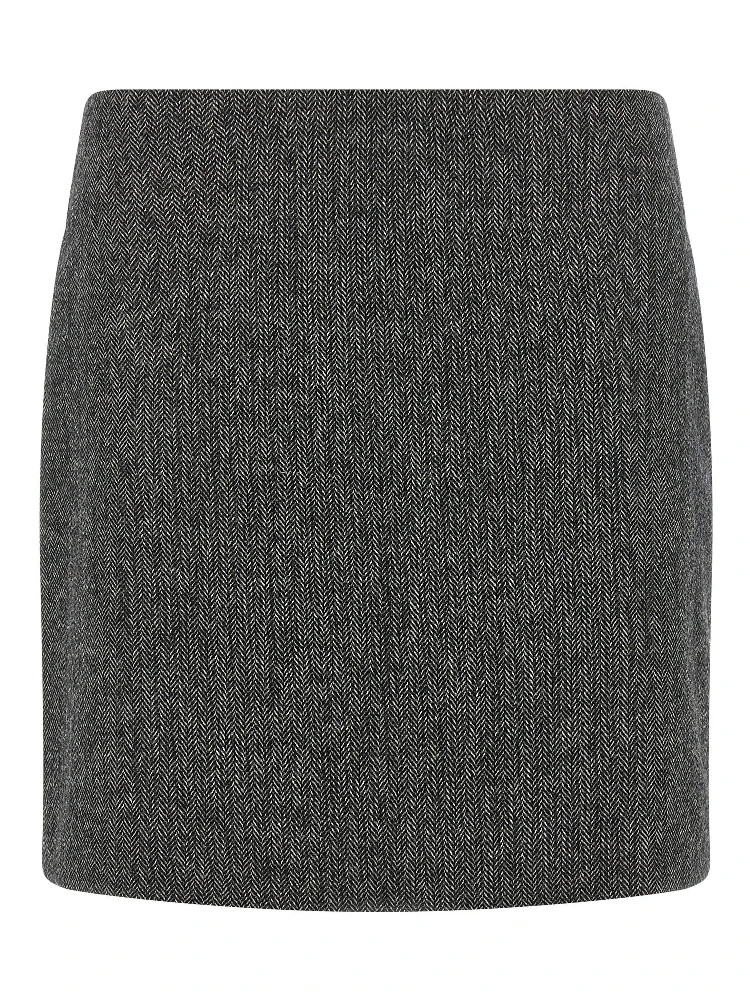 Gray Virgin Wool Long Skirt